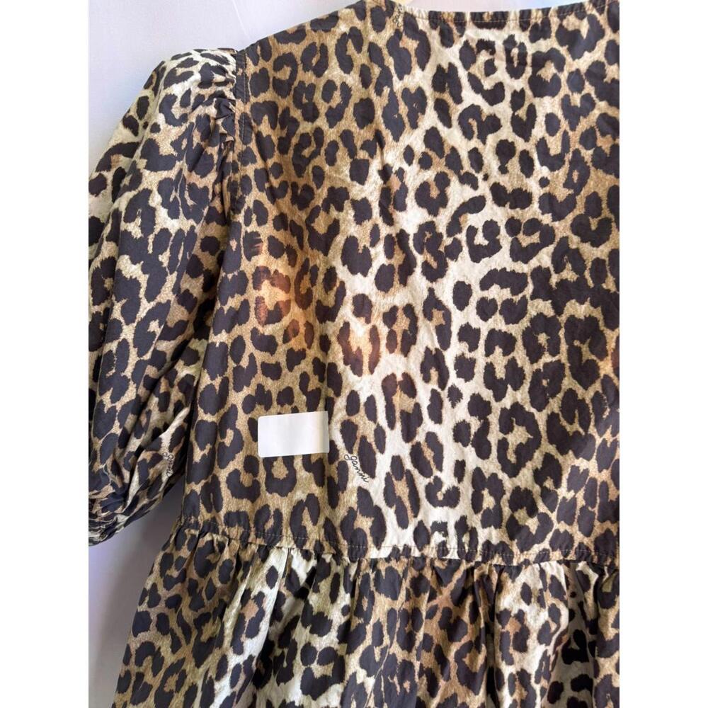GANNI Multicolored Printed Cotton Tie String Mini Dress Size 1 discoloration - Picture 8 of 9